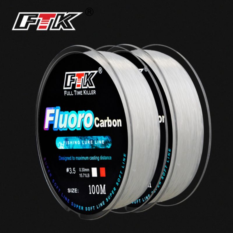 Cước câu cá trục thẻo Fluoro carbon dài 100m cao cấp chuyên câu bạo lực, sợi cước mịn dai, bền chắc, tải cá lớn