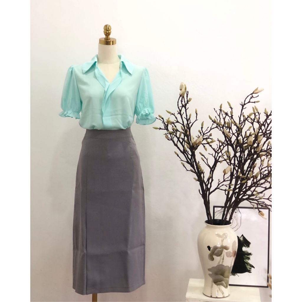 Áo sơ mi công sở bo tay, cổ V, 3 màu sắc nhã nhặn thương hiệu TK FASHION - SMKA323