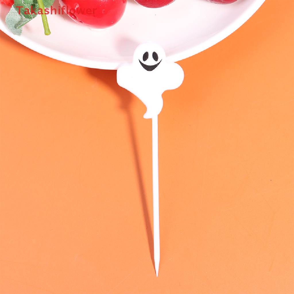 Set 10 Nĩa Ăn Trái Cây Họa Tiết Hoạt Hình Phong Cách Halloween