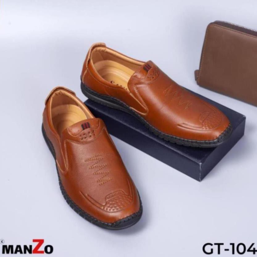 [Sale 3/3][DA BÒ THẬT] Đen & Nâu - Giày lười da mềm mang rất êm chân - Bảo hành 12 tháng - Manzo store - GT 104 -pi9 *