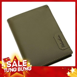 Ví nam da bò FttLeather dáng đứng màu xanh rêu 8041B-GR -Hàng nhập khẩu