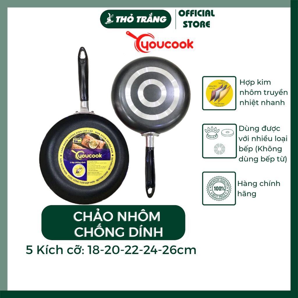 Chảo nhôm chống dính cạn đáy thương hiệu You Cook