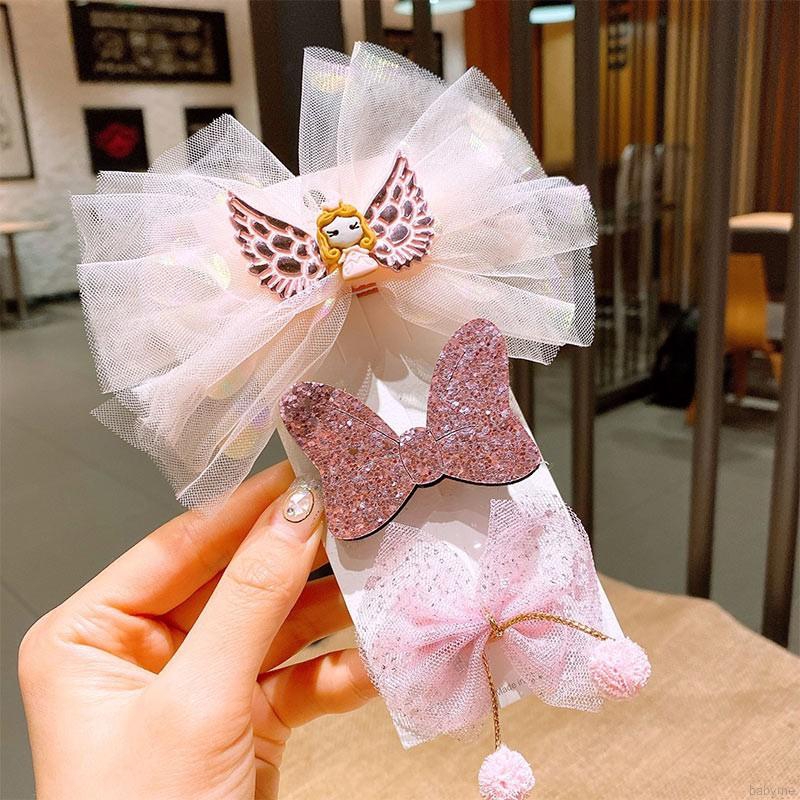 ♕ babyme ღ 3 Pcs Girls Baby Hairpin Cute Bow Hair Accessories Hearwear Set