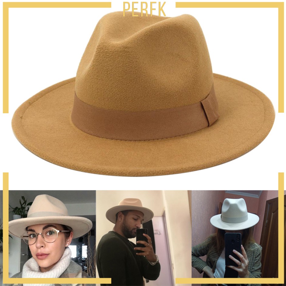 [Perfk] Mũ Fedora Có Dây Ruy Băng Thắt Lưng Thanh Lịch Cho Nhà Thờ Mùa Đông Ngoài