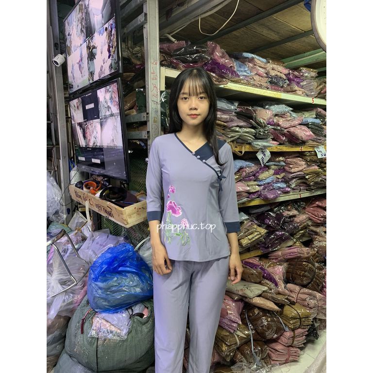 Áo lam đi chùa thun nơ