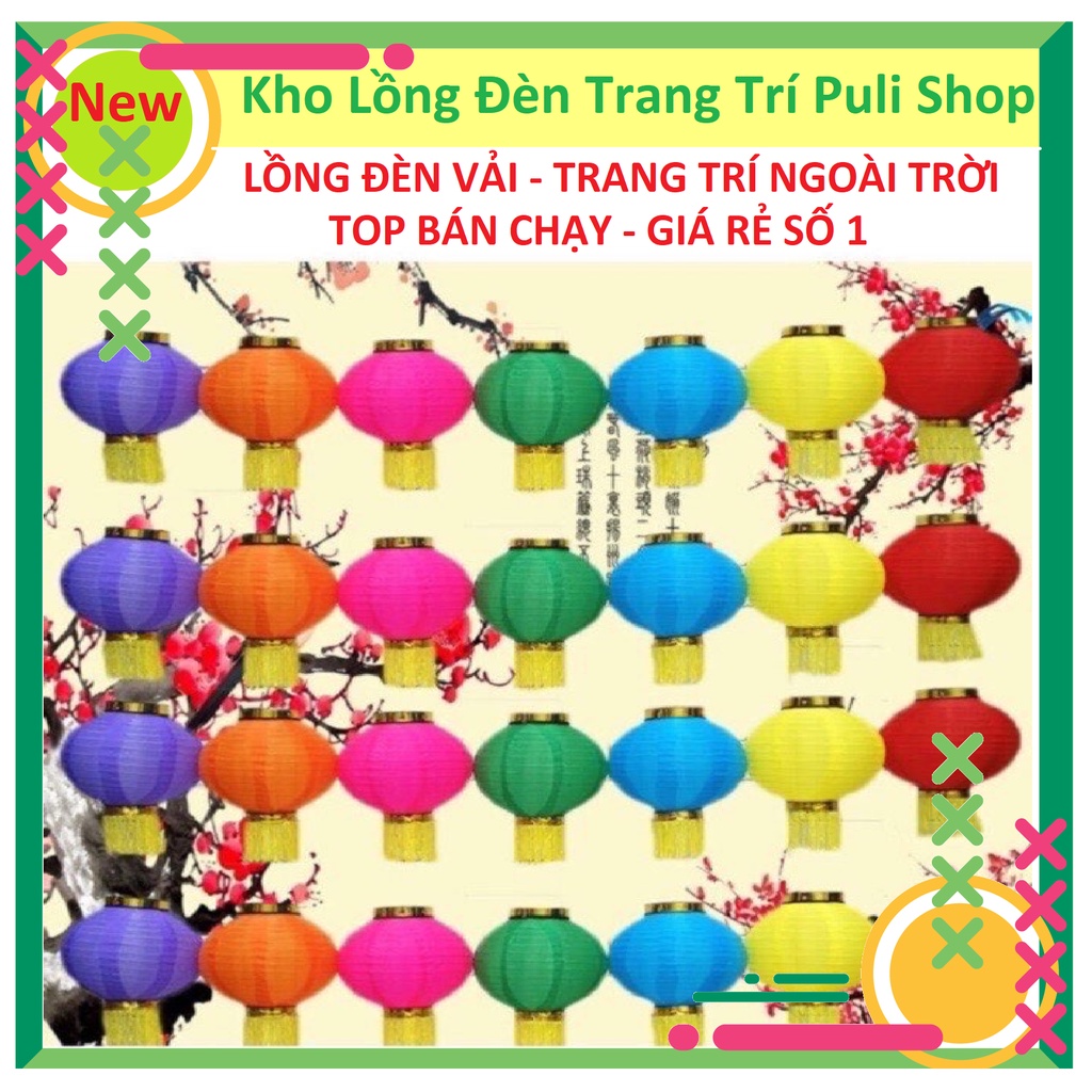 LỒNG ĐÈN VẢI ĐỦ MÀU CÓ TUA RUA HÀNG ĐẸP 20cm