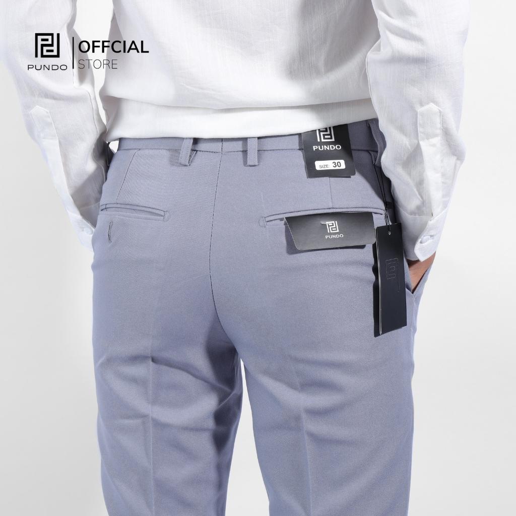 Quần âu nam cao cấp PUNDO màu basic thiết kế ống suông dáng ôm co giãn nhẹ QAPD04