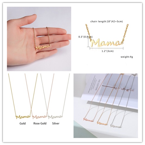 Cod Qipin Vòng Cổ Choker Mặt Bảng Tên Chữ Mama Đơn Giản Làm Quà Tặng Ngày Của Mẹ 42cm