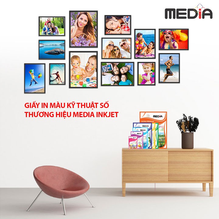 Giấy In Phun Màu Media Khổ A4 Bề Mặt Bóng Sọc Card (Glossy Art) Giấy 2 Mặt In Định Lượng 300gsm 50 tờ