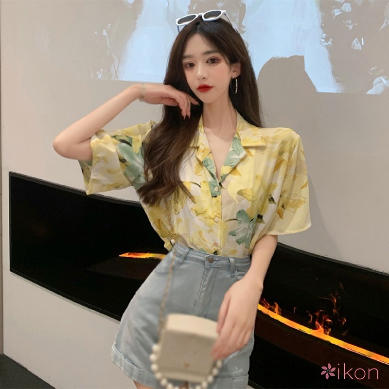 Áo Sơ Mi Tay Ngắn Cổ Bẻ Dáng Rộng Thời Trang Cho Nữ