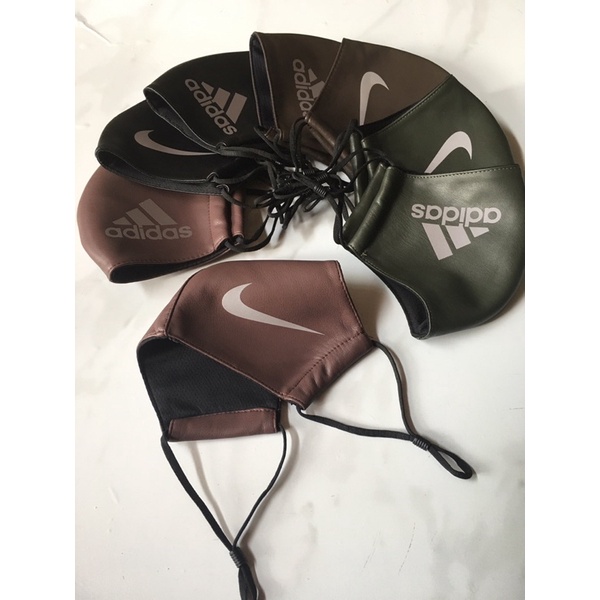 Set 2 Khẩu trang da in logo thời trang cao cấp - Khẩu trang người lớn unisex mềm mịn co giãn