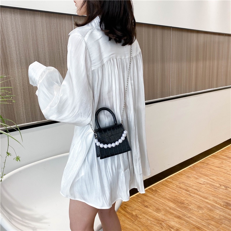 Túi Xách Tay Đeo Chéo Mini Tặng Kèm Dây Ngọc Cao Cấp