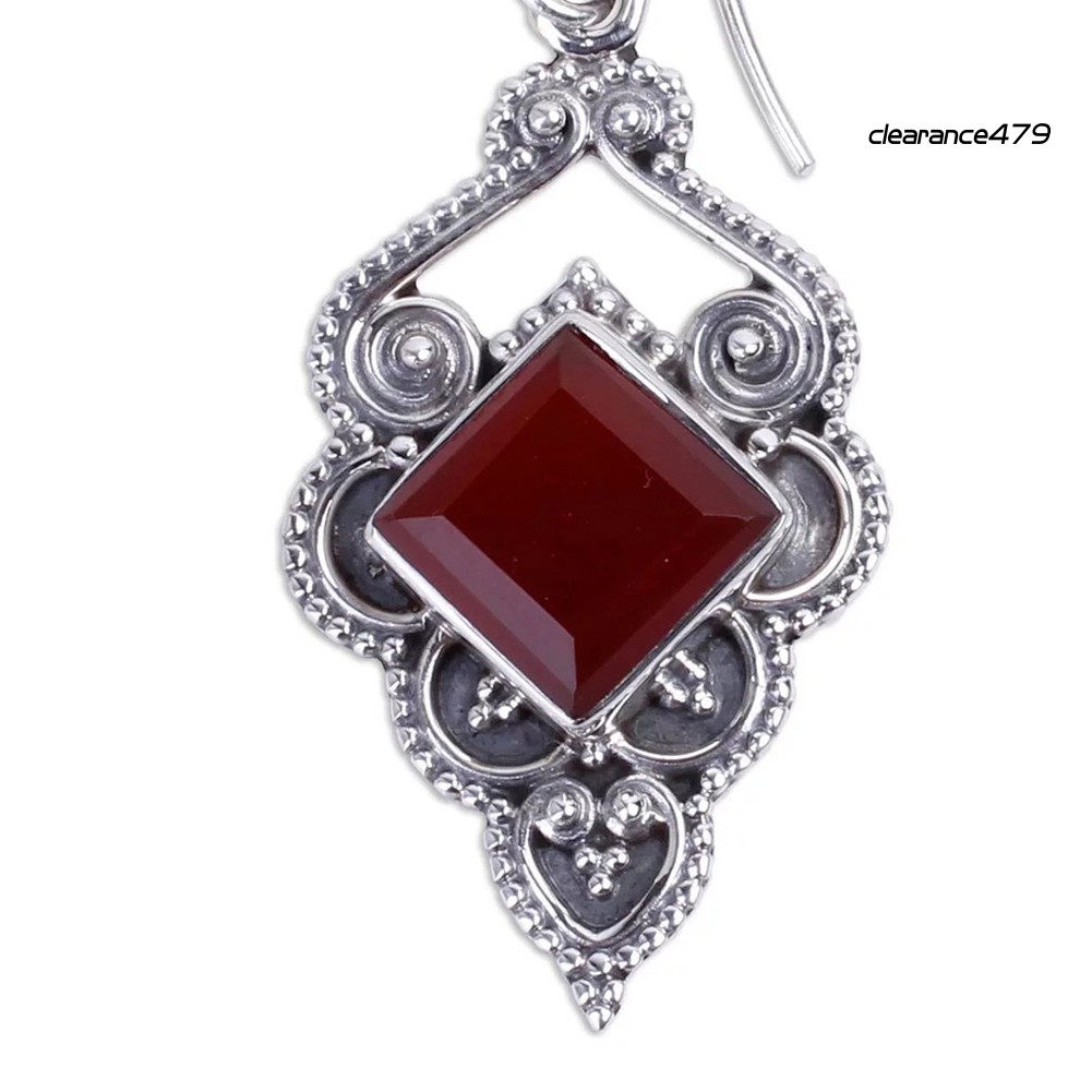 Đôi Bông Tai Họa Tiết Đá Ruby Nhân Tạo Độc Đáo Cho Nữ