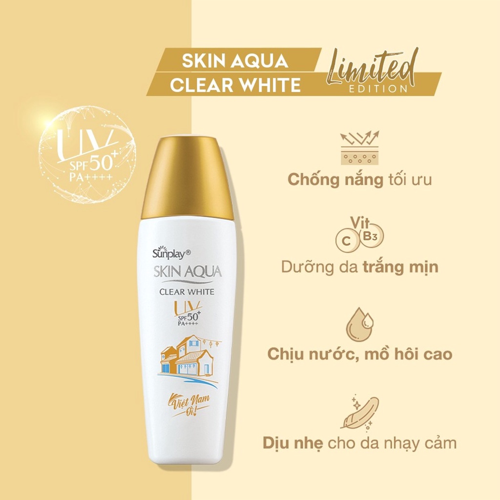 Sữa Chống Nắng Dưỡng Da Trắng Mịn Cho Da Dầu Hằng Ngày Sunplay Skin Aqua Clear White SPF50 25g/55g