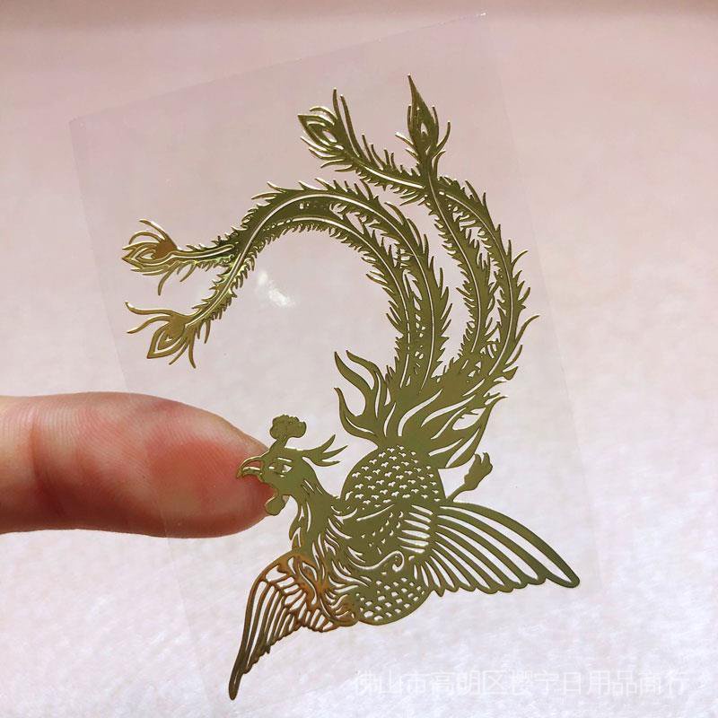 Miếng dán kim loại hình rồng phượng may mắn trang trí bảo vệ điện thoại/máy tính/điện thoại