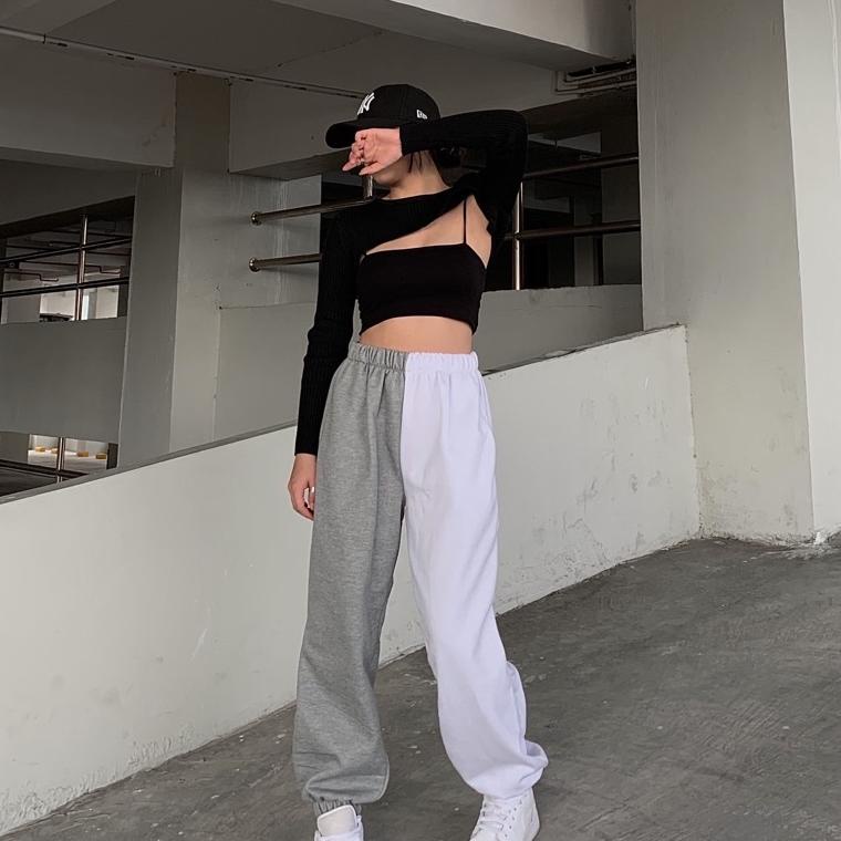 < Quần JOGGER Hai Tông Màu / Quần JOGGER Dài / Có Túi Trái / Vật Liệu Vải Thô