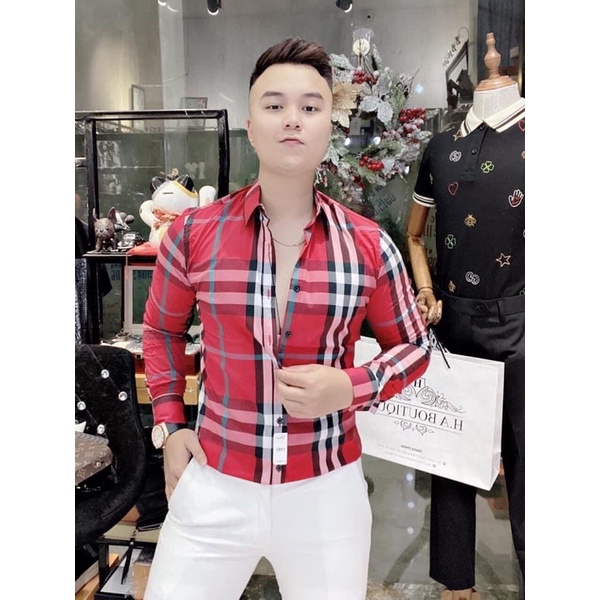 Áo sơ mi dài tay thời trang nam, Áo sơ mi kẻ sọc hàn quốc btshop từ 45 đến 75 kg
