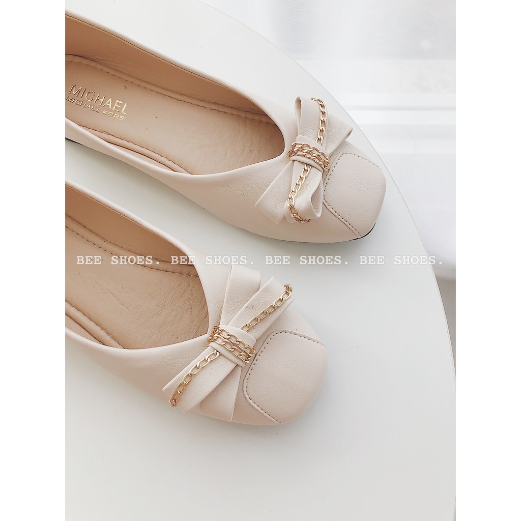 GIÀY BÚP BÊ BEESHOES  NƠ XÍCH VỀ SĂN  ĐEN- KEM | BigBuy360 - bigbuy360.vn