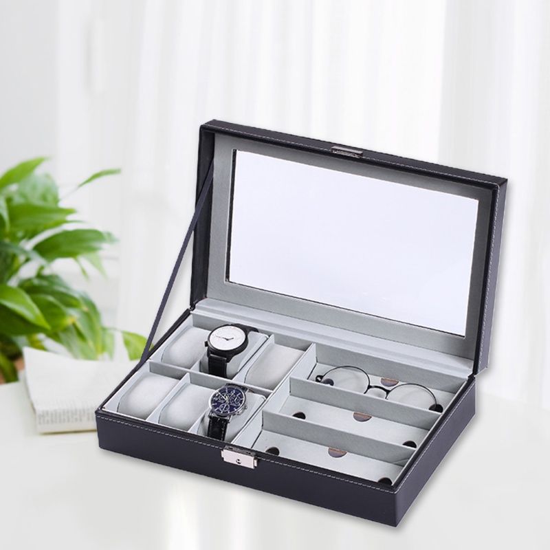 Flgo Hộp Da PU Nhiều Ngăn Đựng Đồng Hồ / Trang Sức Tiện Dụng