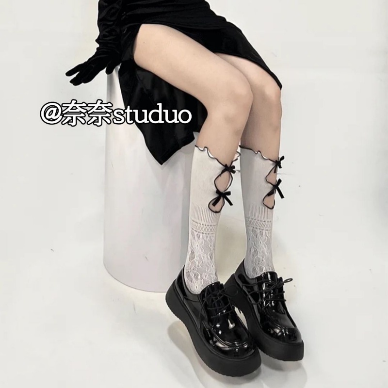 Vớ Lưới Ren Rỗng Hai Lớp Đính Nơ Cá Tính Thời Trang Mùa Hè Cho Nữ