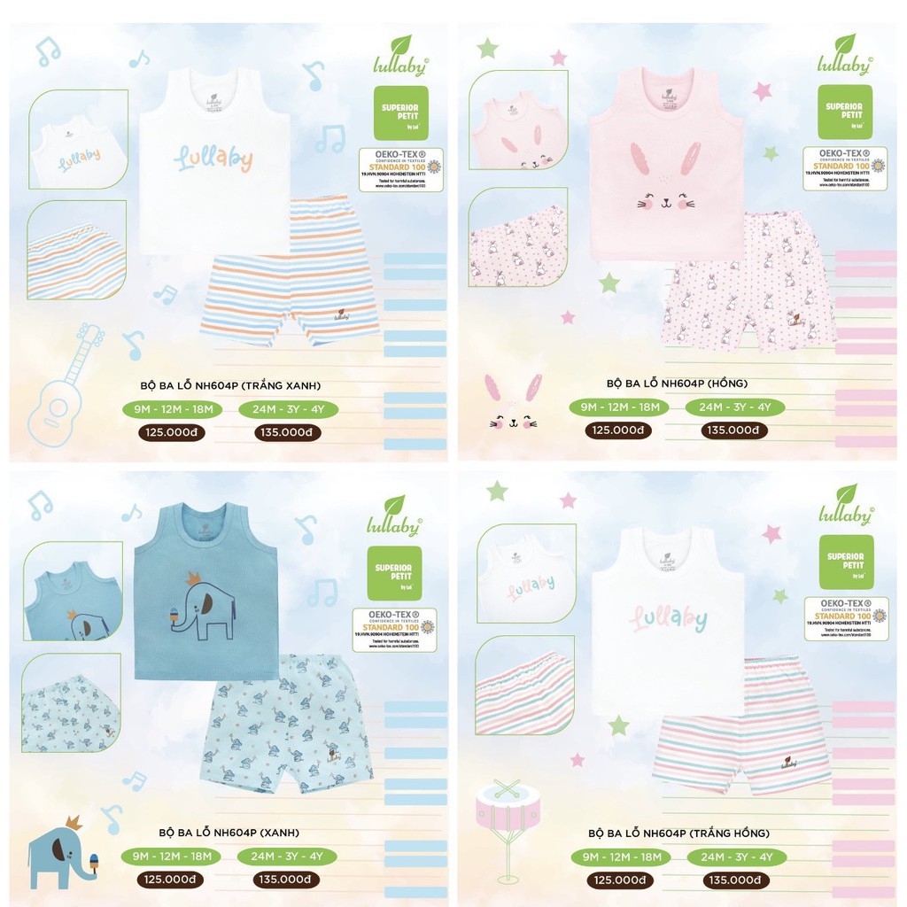 Bộ ba lỗ Petit Lullaby NH604P (Sz 9m-4y)