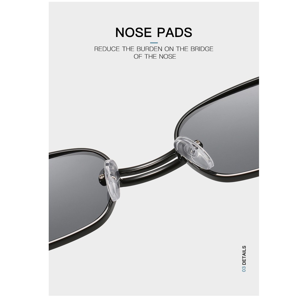 Kính mát gọng kim loại hình chữ nhật phong cách hip hop hợp thời trang | BigBuy360 - bigbuy360.vn