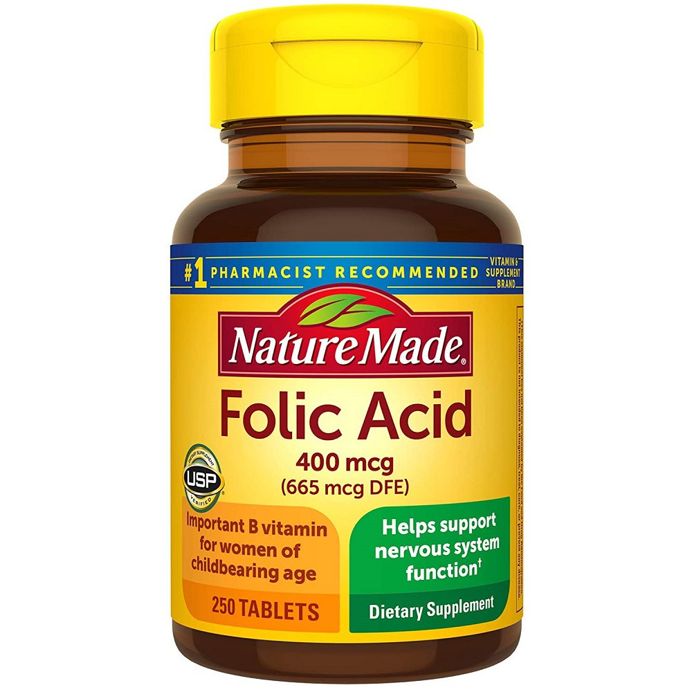 Viên uống dành cho bà bầu Nature Made Folic Acid 400mcg 250 viên