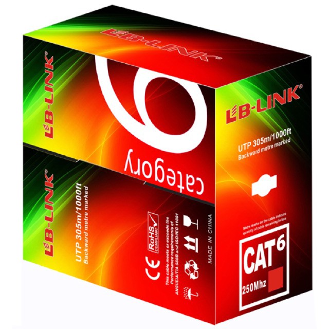 Dây mạng CAT6 CAT6E LB-Link cuộn 305m Full thùng, hàng chính hãng VNCT Việt Nam phân phối