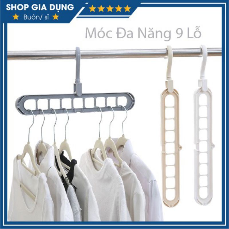 MÓC TREO QUẦN ÁO ĐA NĂNG 9 LỖ - gỡ bỏ gánh nặng tủ quần áo chật chội