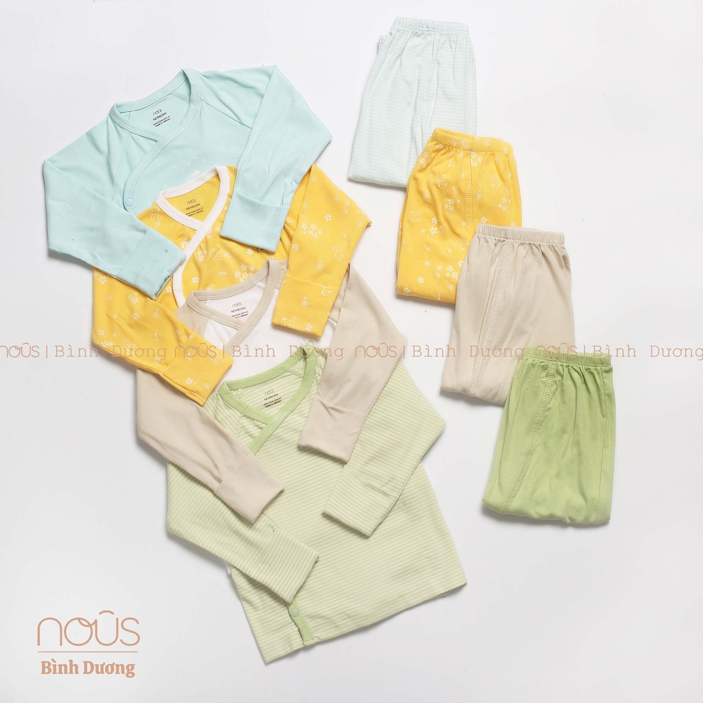 Bộ quần áo sơ sinh cài lệch newborn Nous đủ màu, petit mềm mát - Nous Bình Dương - Bipbipstore
