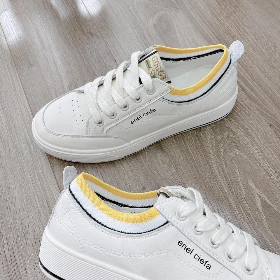 [Mã FATHANG5 giảm 10K đơn 50K] Giày Thể Thao Trắng Cổ Chun Len Vàng | BigBuy360 - bigbuy360.vn