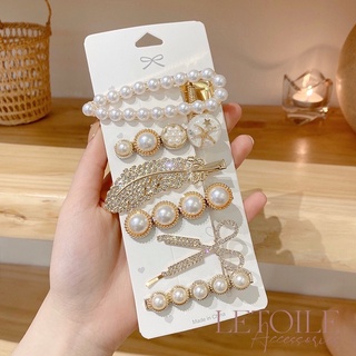 Kẹp tóc letoile, set cài tóc đính ngọc đá phong cách tiểu thư Hàn quốc