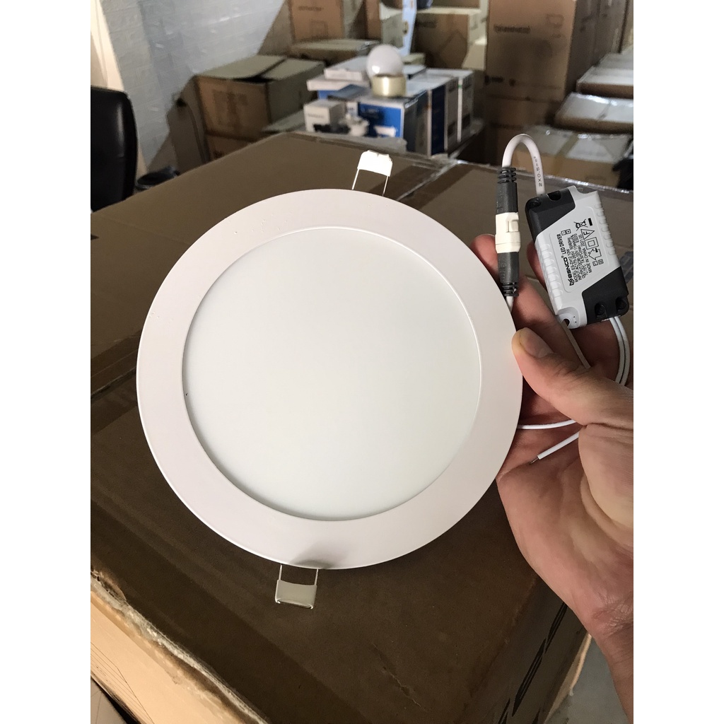 Đèn led âm trần siêu mỏng 9w trần thạch cao sáng trắng vàng 3 màu chiếu sáng gia đình văn phòng BH 1 Năm