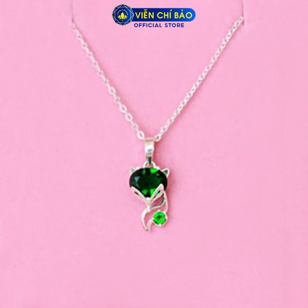 Dây chuyền bạc nữ mặt Hồ Ly đá xanh lá bạc 925 thời trang phụ kiện trang sức nữ Viễn Chí Bảo D400651-XL1
