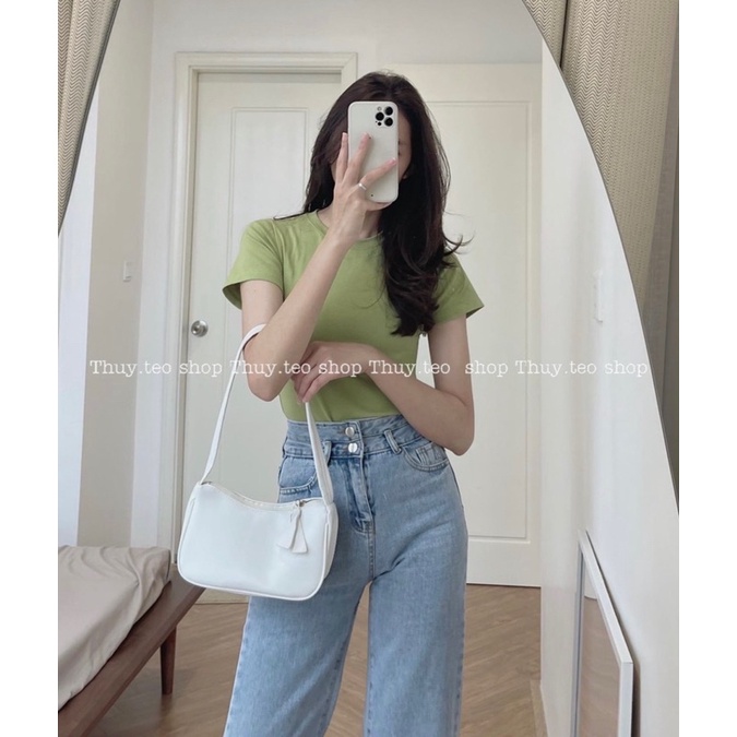 [Hàng mới] Áo phông CỘC TAY NỮ DÁNG ÔM nhẹ chất cotton mềm co giãn