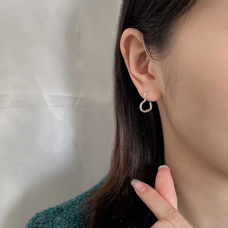 Bông tai bạc 925 hình trái tim thiết kế đơn giản thời trang mới cho nữ