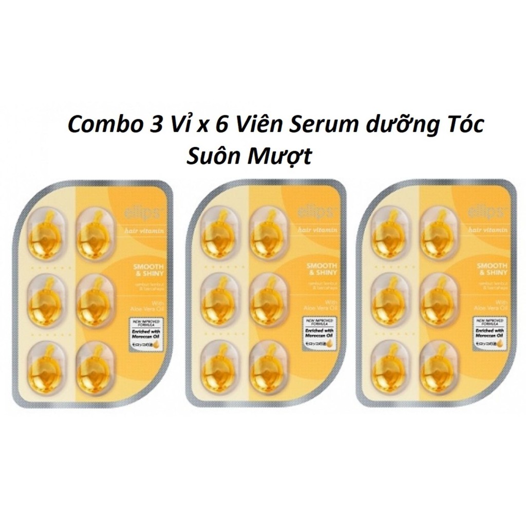 Vỉ 6 Viên Serum Dưỡng Tóc Mềm Mượt Ellips Hair Vitamin - Smooth & Shiny