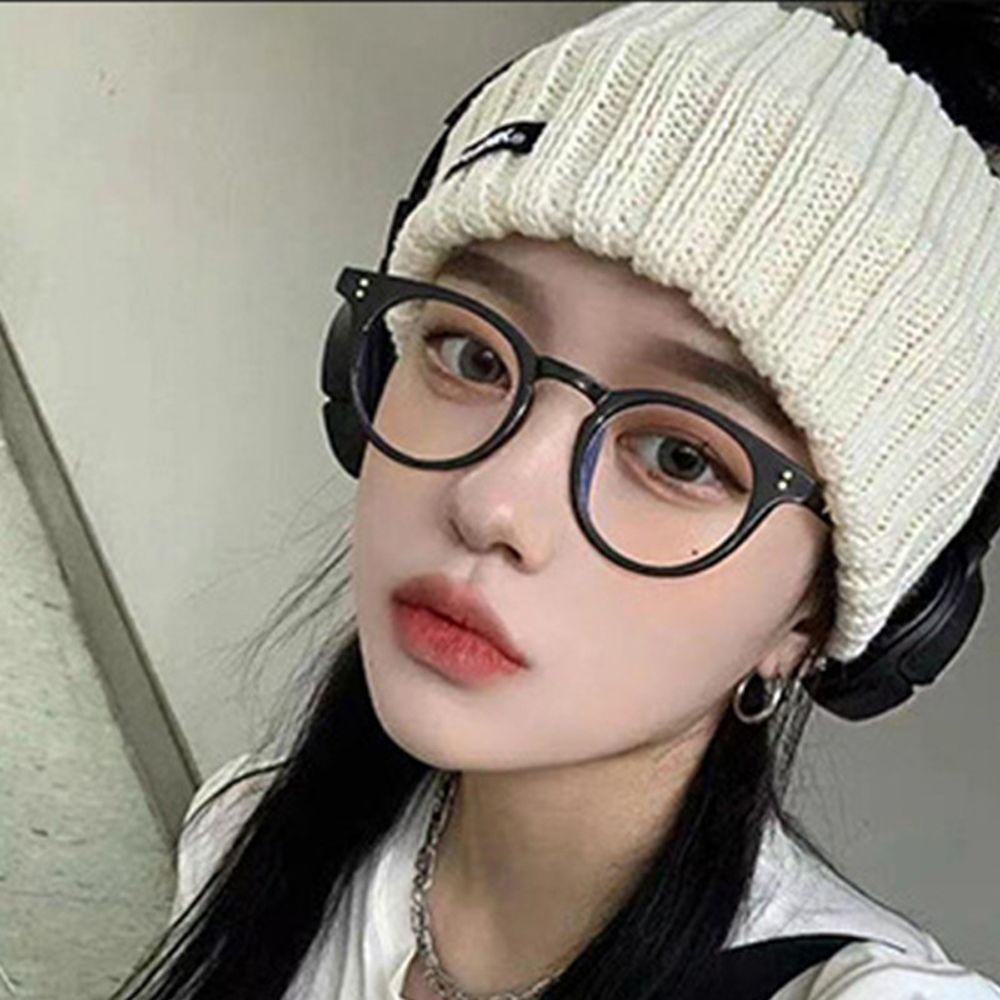 Mắt Kính Gọng Tròn Chống Ánh Sáng Xanh Tròng Trong Suốt Phong Cách Vintage Thời Trang