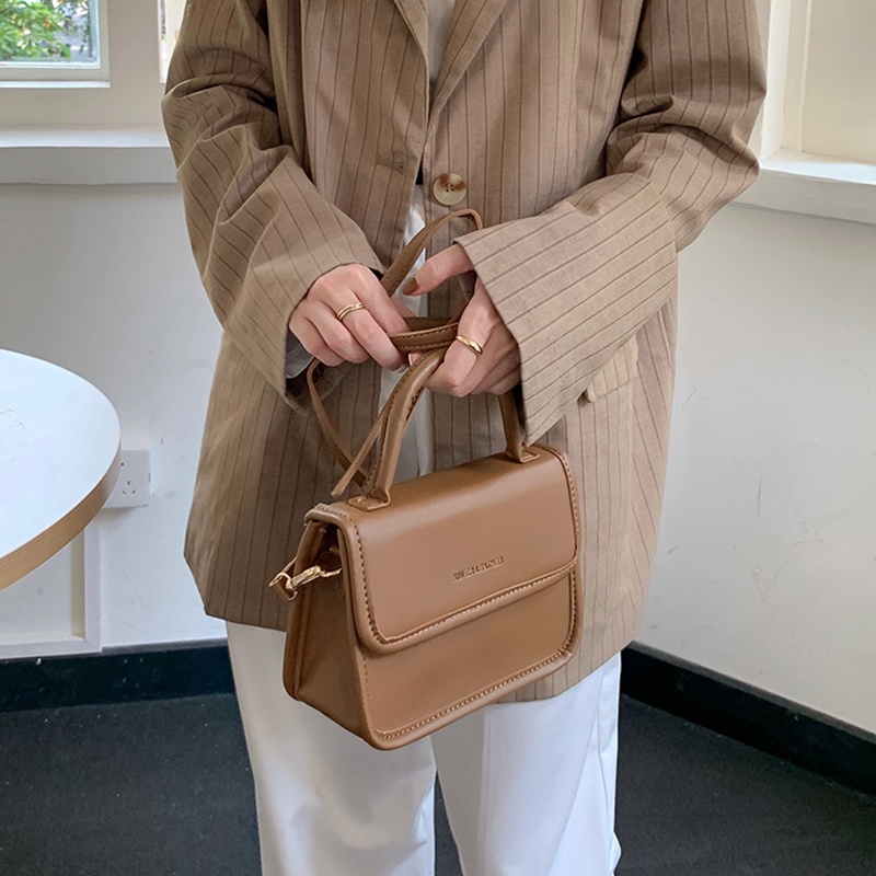 Túi Đeo Chéo Hình Vuông Nhỏ Màu Trơn Thời Trang Hàn Quốc Cho Nữ