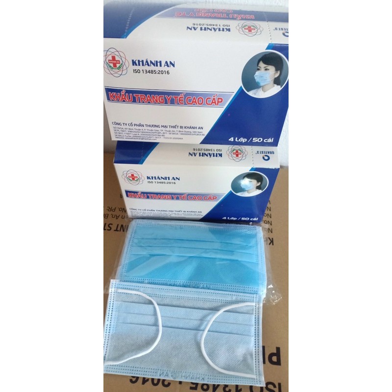 KHẨU TRANG Y TẾ KHÁNH AN KHÁNG KHUẨN 4 LỚP HỘP 50c 🌷🌷🌷🌸🌸🌸 | BigBuy360 - bigbuy360.vn