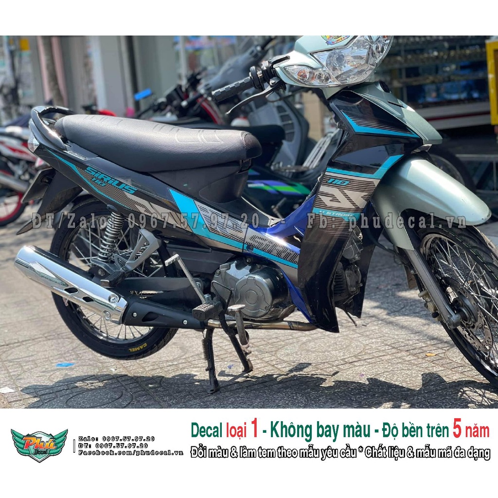 Tem rời xe Sirius đen xanh bạc (A)