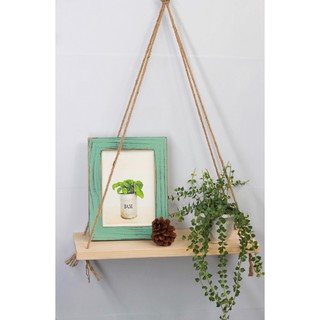 Kệ gỗ treo tường dây thừng, trang trí đa năng - Kích thước 40x12cm