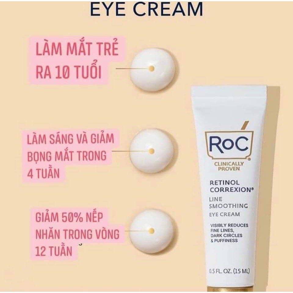 [MẪU MỚI] Kem mắt giúp giảm quầng thâm, giảm nếp nhăn và bọng mắt RoC Retinol Correxion Eye Cream