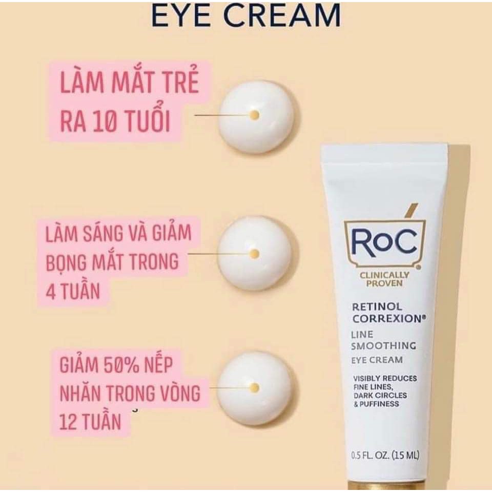 [MẪU MỚI] Kem mắt giúp giảm quầng thâm, giảm nếp nhăn và bọng mắt RoC Retinol Correxion Eye Cream | BigBuy360 - bigbuy360.vn