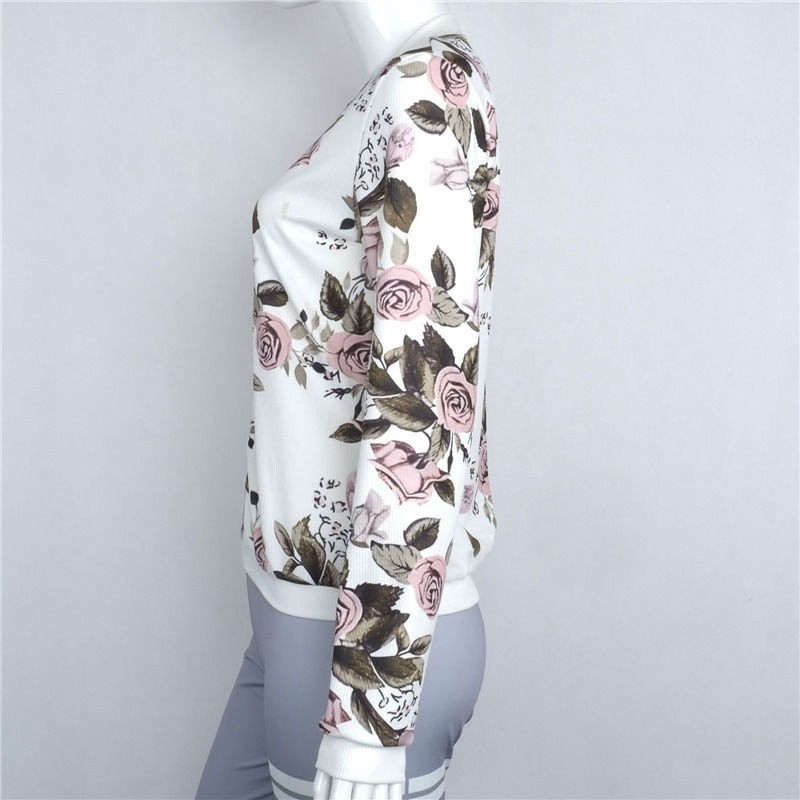 ღ𝓂ℰNew Bomber Jacket Coat 2017 Casual Jacket Baseball Printing Flowers Floral Women Fashion