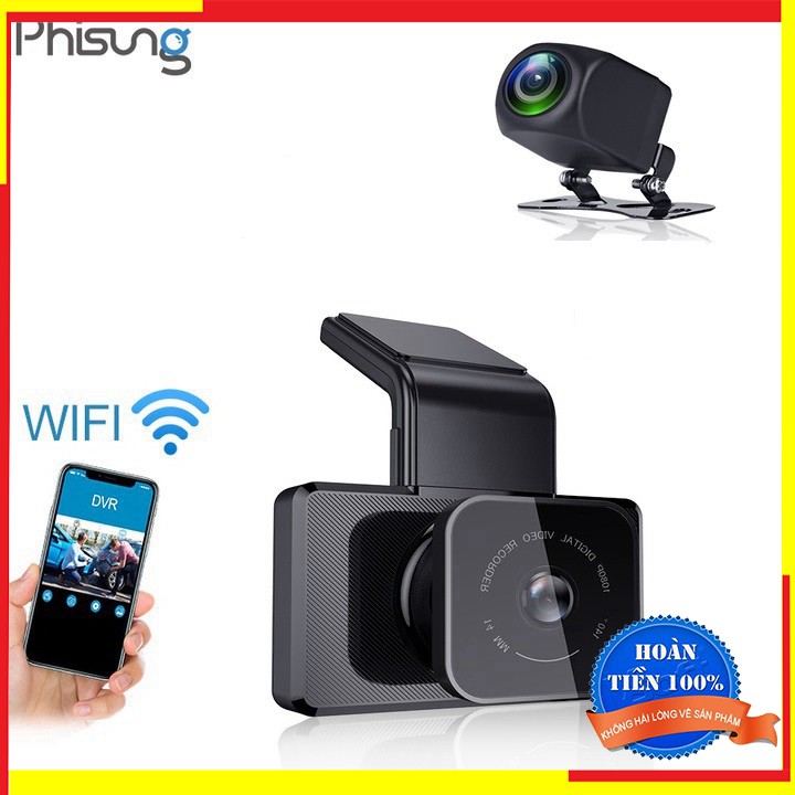 Camera hành trình ô tô cao cấp Phisung tích hợp camera sau Wifi GPS: Mã sản phẩm K10