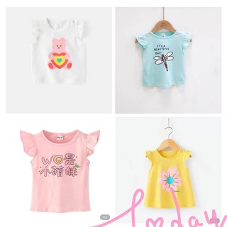 Áo phông bé gái , Set 4 Áo Phông Bé Gái Tay Hến Cho Bé nhiều họa tiết dễ thương