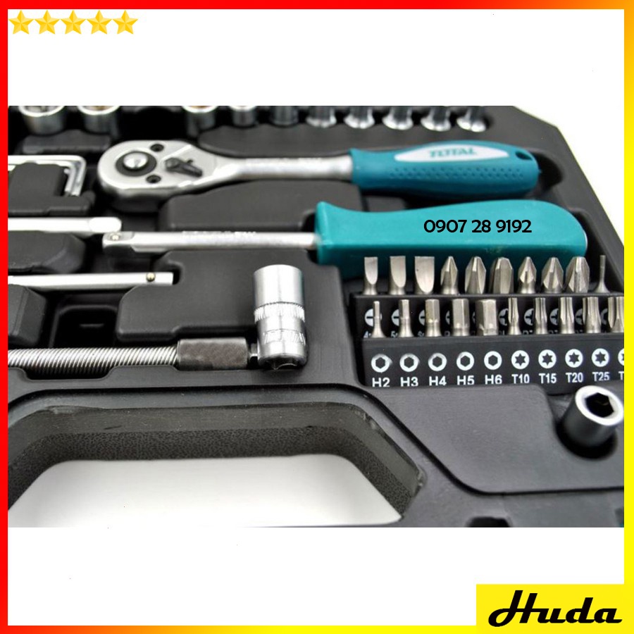 Bộ dụng cụ 44-45 đầu tuýp  1/4&quot; và cần 2 chiều TOTAL INGCO  LKJ