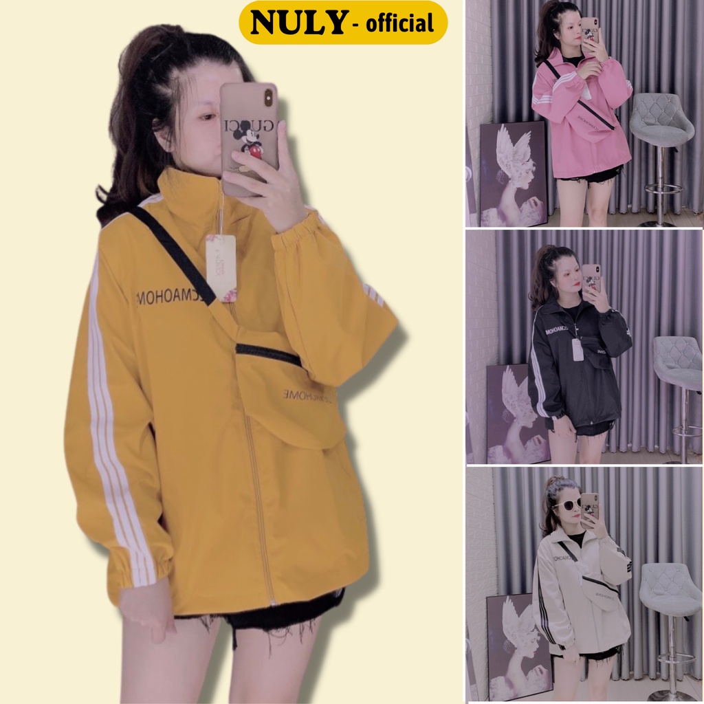 Áo khoác gió nữ 2 lớp tặng kèm túi đeo chéo, chống nước, gió, bụi mẫu mới - NULY