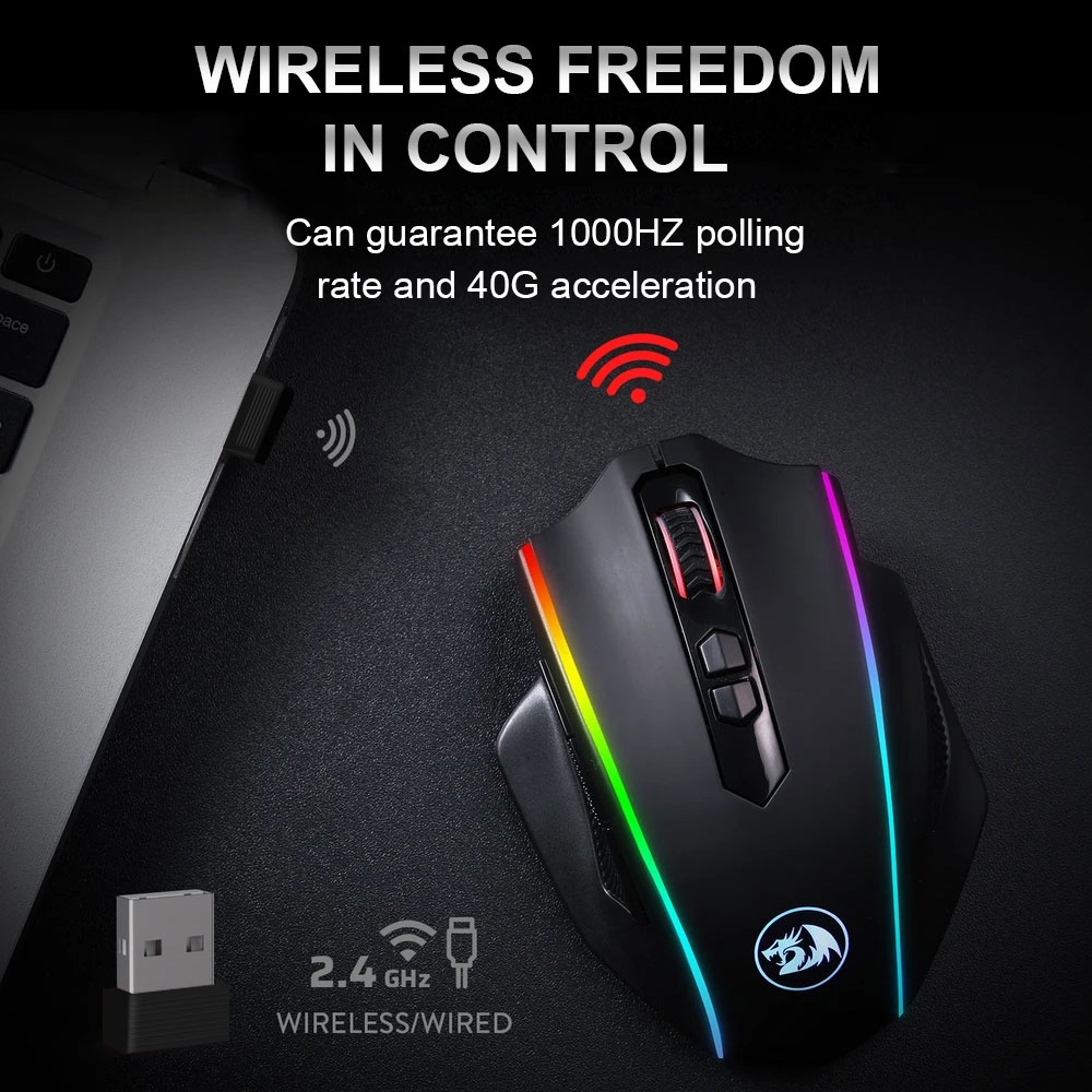 Chuột Chơi Game Không Dây Redragon Vampire Elite M686 RGB 16000 DPI 8 Nút Lập Trình Cho Game Thủ